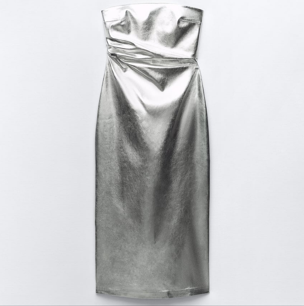 BNWT Silver Zara Denim Corset Midi